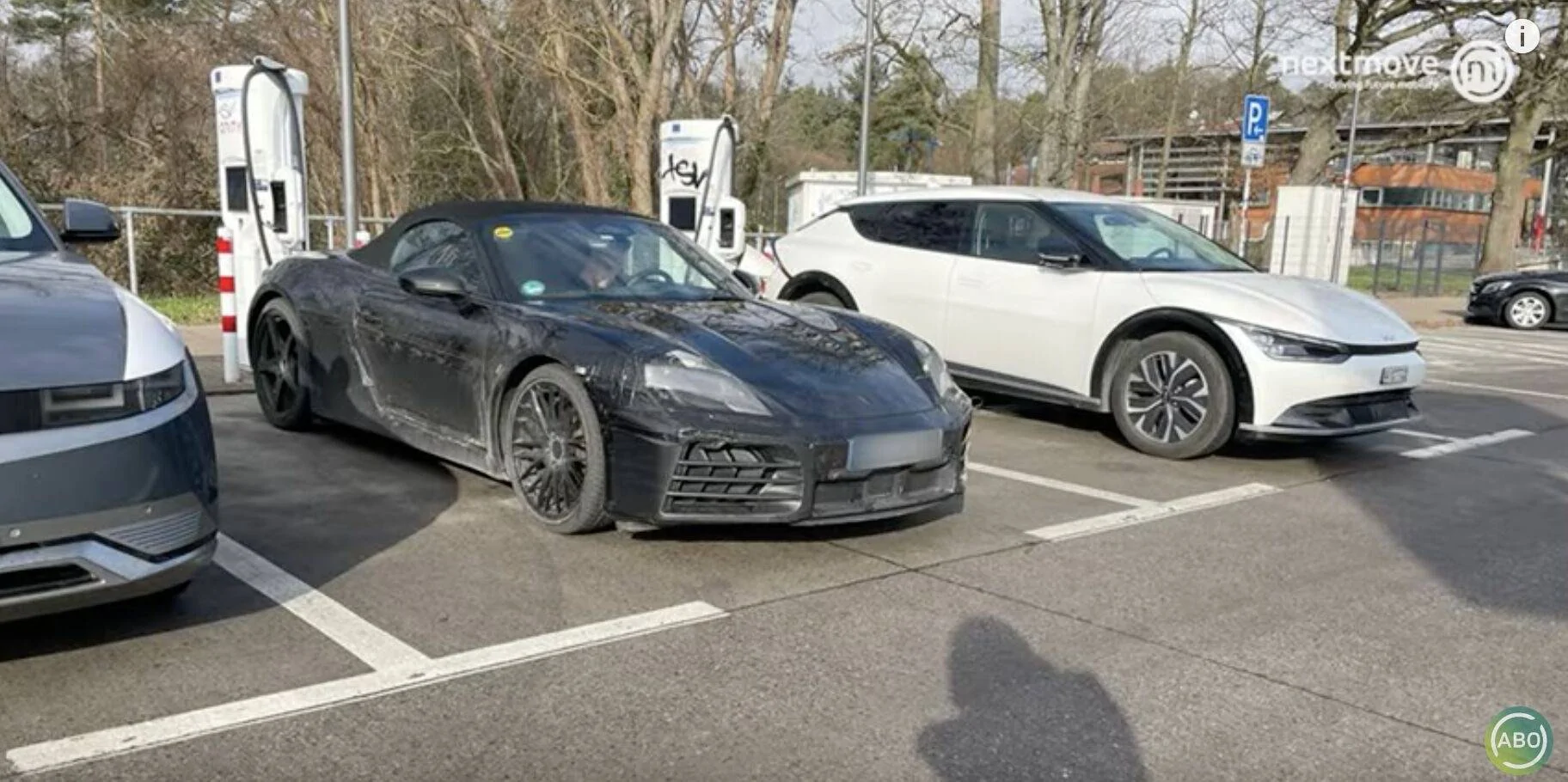 718 EV Electric Cayman Boxster Porsche 718 Boxster convertible EV spotted charging at 170kw rate 1E69FE46-0035-4429-BA21-B6662FDA3606