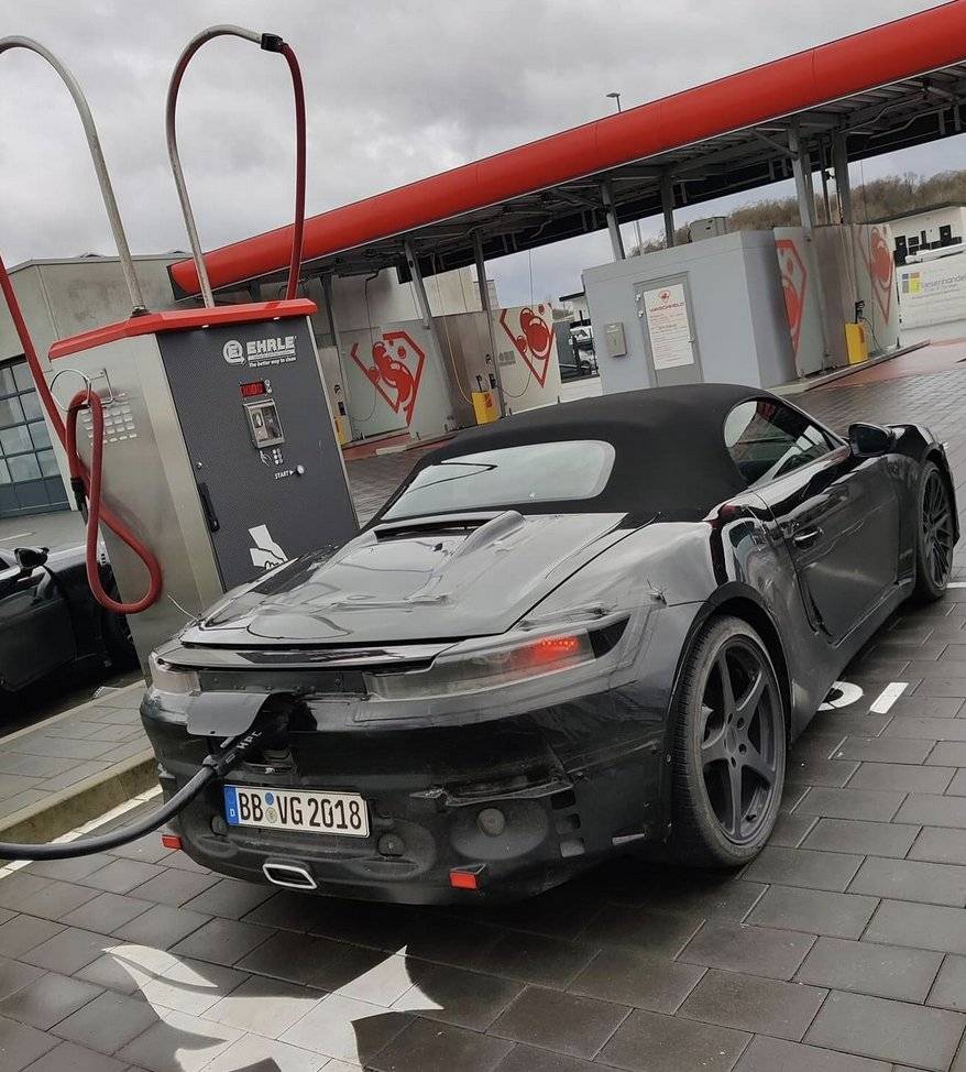718 EV Electric Cayman Boxster Photo: charging next to Boxster EV prototype IMG_0551